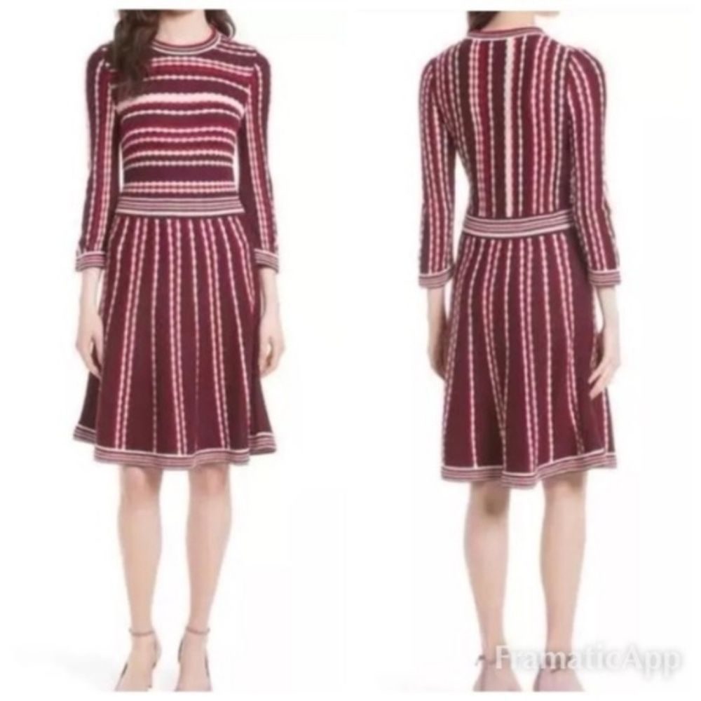 Kate Spade Striped Scalloped Sweater Dress